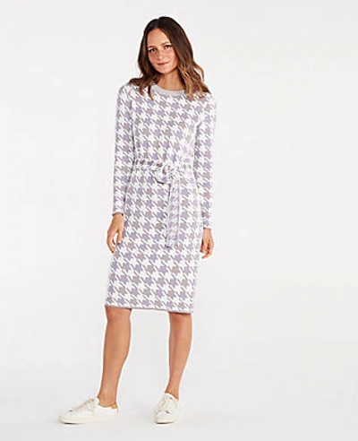 Ann Taylor Houndstooth Tie Waist Sweater Dress In Winter White | ModeSens