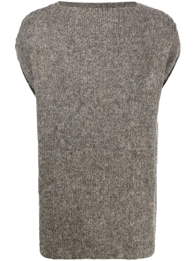 Raf Simons Sleeveless Knitted Jumper In Grey