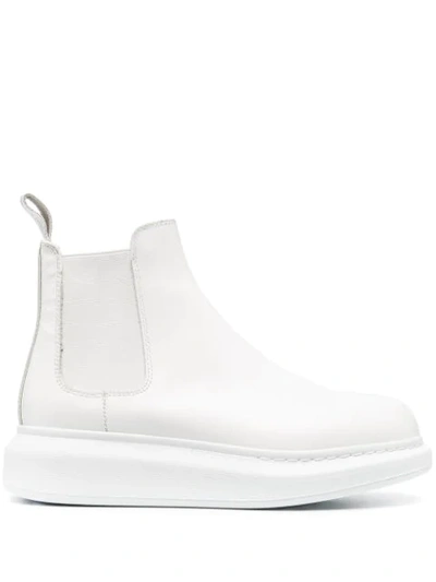 Alexander Mcqueen Leather Chelsea Boots In White