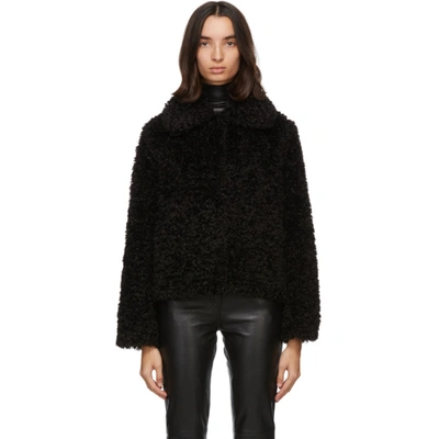 Stand Studio Faux Fur Marcella Cropped Jacket In Black