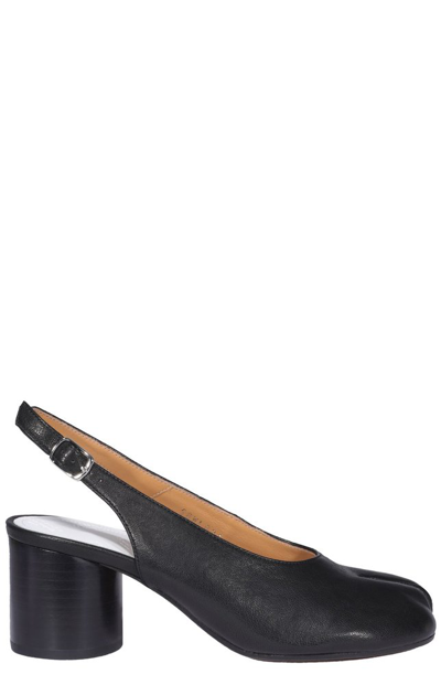 Maison Margiela Tabi Leather Slingback Pumps In Black