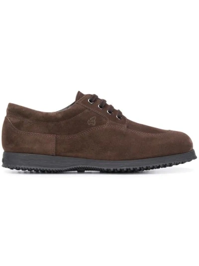 Hogan Traditional Low Lace Up Shoes In Brown