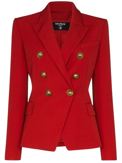 Balmain Women's Red Wool Blazer