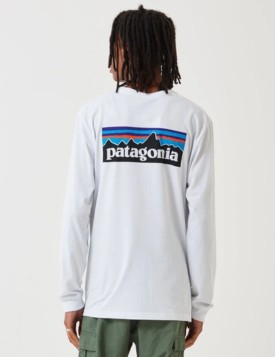 Patagonia P-6 Logo Responsibili-tee Long Sleeved T-shirt In White