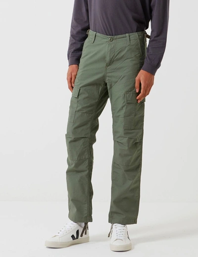 Carhartt Wip Mens Duck Green Cole Patch-pocket Relaxed-fit Cotton Cargo Trousers