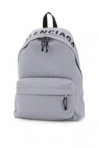 Balenciaga Wheel Embroidered Logo Backpack In Grey