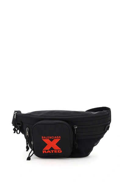 Balenciaga Explorer Belt Bag Embroidered X Logo In Black