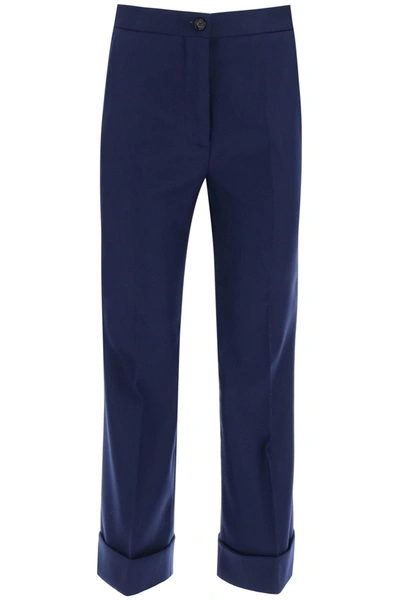 Marni Cropped Wool Pants In Blue
