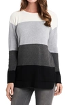Vince Camuto Striped Waffle-knit Sweater In Rich Black