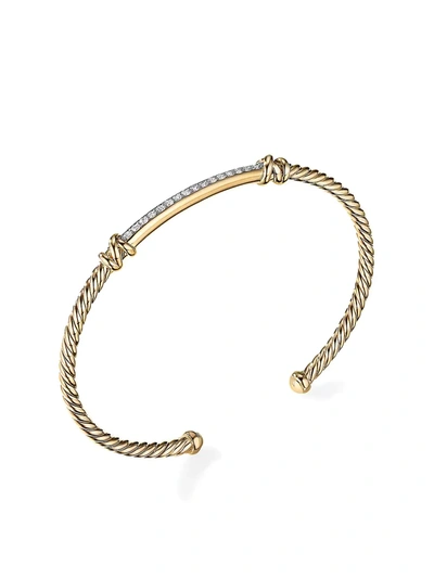 David Yurman Petite Helena Two Station Wrap Bracelet In 18k Yellow Gold With Diamonds