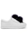 Sam Edelman Leya Faux Fur-trimmed Leather Slip-on Sneakers