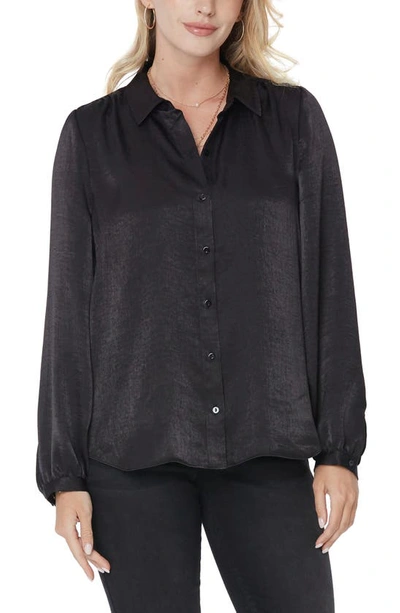 Nydj Modern Button-front Blouse In Black