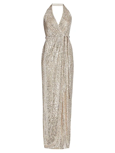 halston sequin wrap dress Halston - Falan Sequin Cocktail Dress