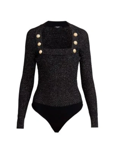 Balmain Lurex Button Knit Bodysuit