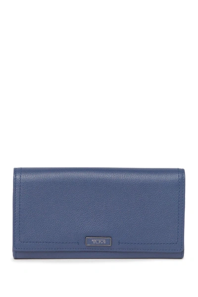 Tumi Leather Envelope Wallet In Navy
