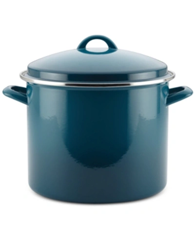 Rachael Ray Enamel On Steel 12-quart Covered Stockpot In Marine Blue