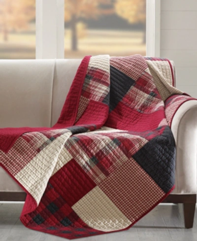 Woolrich Plaid Patchwork Quilted Throw In Red