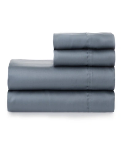 Welhome The  Smooth Cotton Tencel Sateen King Sheet Set Bedding In Blue