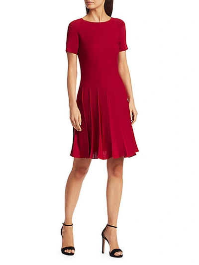 Theory Pleated T-shirt Mini Dress In Dark Crimson