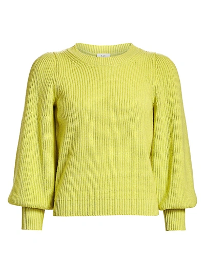 A.l.c Eliana Puff-sleeve Wool & Cashmere-blend Knit Sweater In Citron