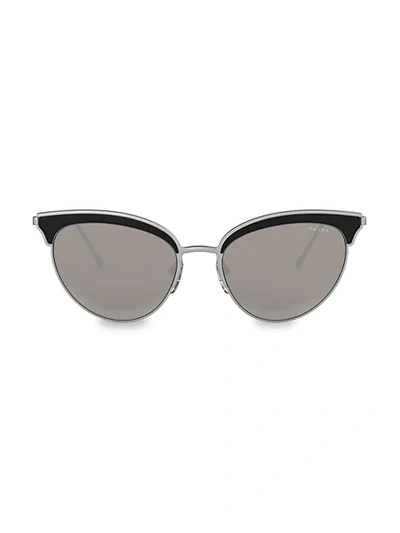 Prada 54mm Retro Cat Eye Sunglasses In Matte Grey Silver