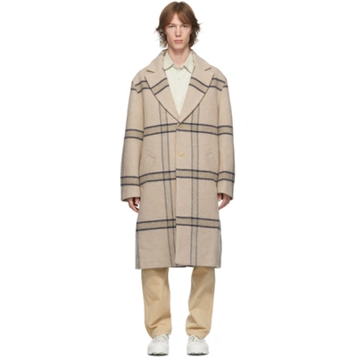 Jacquemus Le Manteau Check-pattern Single-breasted Coat In Beige
