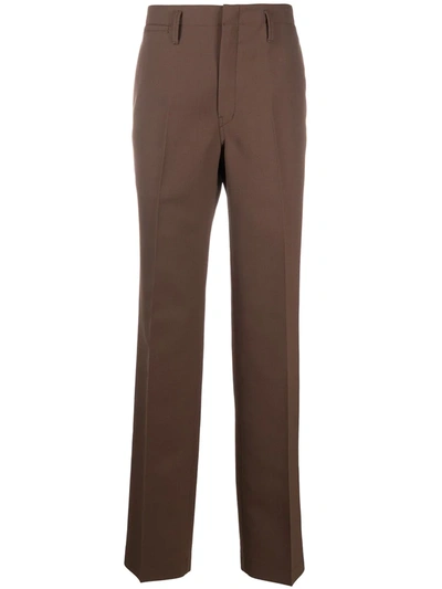 Lemaire Pressed-crease Tailored Trousers In Brown