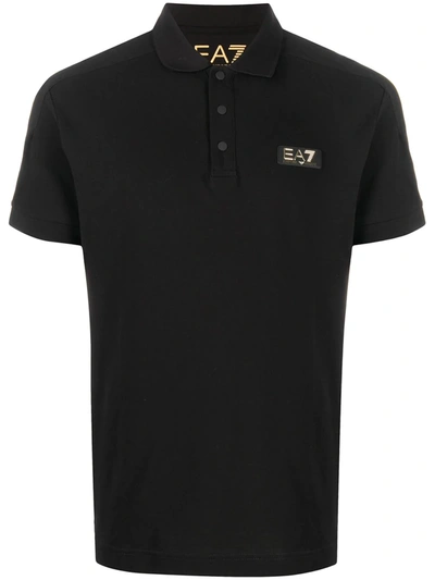 Ea7 Logo Patch Polo Shirt In Black