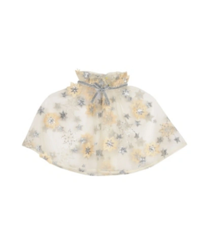 Laura Ashley Kids' Belle By Badgley Mischka Big Girls Embroidered Mesh Cape In Medium Yellow