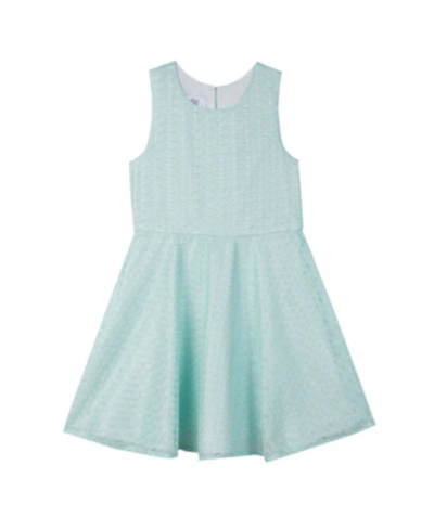 Laura Ashley Kids' Belle By Badgley Mischka Big Girls Jeweled Waist Lace Dress In Mint