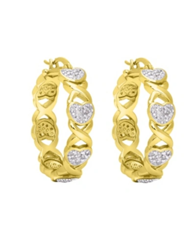 Macy's Diamond Accent Gold-plated, Silver Plated Or Rose Gold Plated X And Heart Earrings