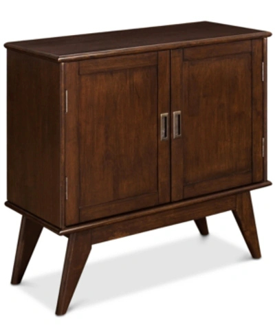 Simpli Home Kentler Mid Century Low Storage Cabinet In Medium Auburn Brown
