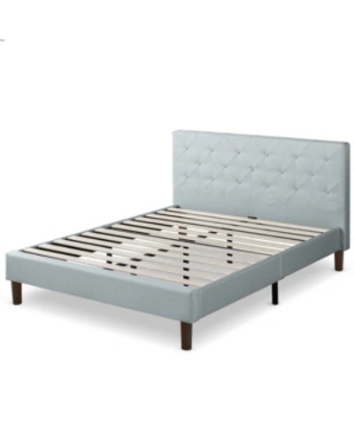 Zinus Shalini Upholstered Diamond Stitched Platform Bed / Wood Slat Support / Sage, Queen In Open Grey