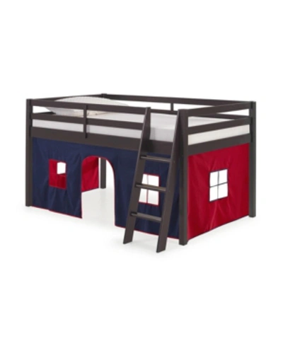 Alaterre Furniture Twin Roxy Junior Loft Tent In Espresso With Blue