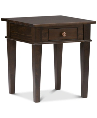 Simpli Home Thompson End Table In Tobacco Brown
