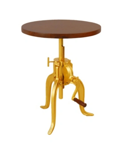 Carolina Classics Reilly Adjustable Crank Accent Table In Gold-tone