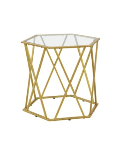 Carolina Classics Lilly Octagonal Glass Top Accent Table In Gold-tone