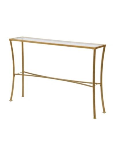 Carolina Classics Christopher Glass Top Console Table In Gold-tone