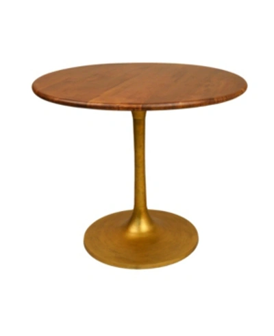 Furniture Alden Wood Top Round Dining Table In Gold-tone