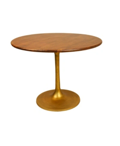Furniture Alden Wood Top Round Dining Table In Gold-tone