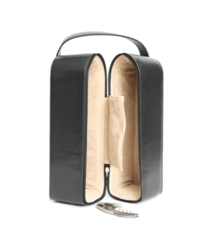 Royce New York Suede Lined Double Wine Carrying Case In Black