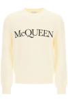 Alexander Mcqueen Cotton Sweater With Logo Embroidery In White