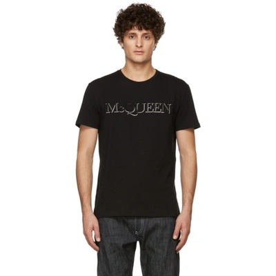 Alexander Mcqueen Logo-embroidered Cotton-jersey T-shirt In Black Mix