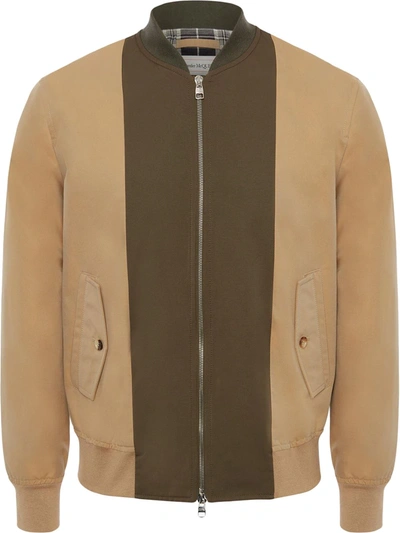 Alexander Mcqueen Two-tone Panelled Bomber Jacket In Brown