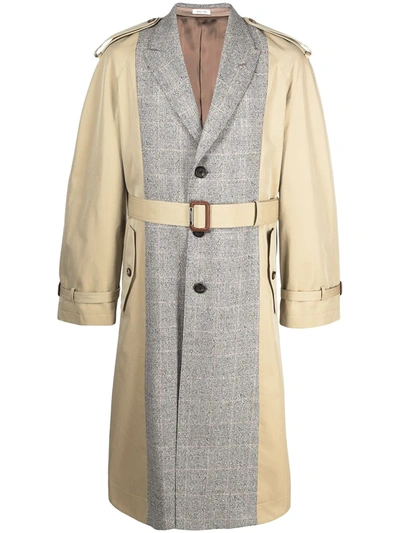 Alexander Mcqueen Spliced Tailored Trench Coat In Neutrals