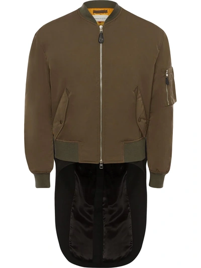 Alexander Mcqueen Hybrid Tail Bomber Jacket In Military Green