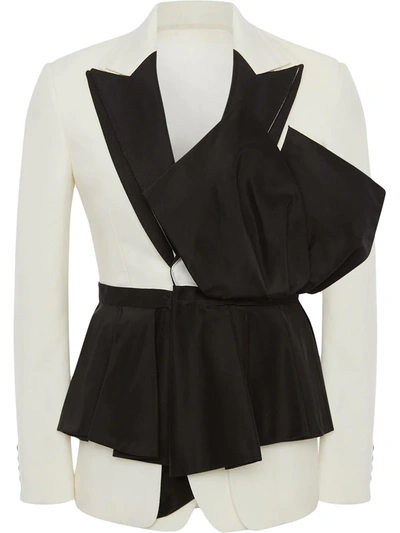 Alexander Mcqueen Asymmetric Peplum-hem Blazer In White