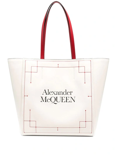 Alexander Mcqueen Signature Debossed-logo Tote Bag In White