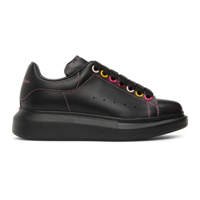 Alexander Mcqueen Black Rainbow Eyelets Oversized Sneakers In Black/multicolour