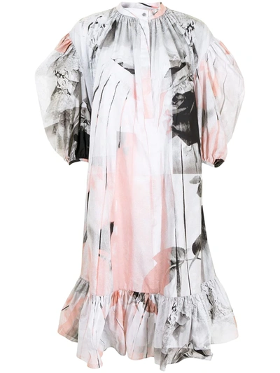 Alexander Mcqueen Trompe-l'œil-effect Poplin Midi Dress In Grey